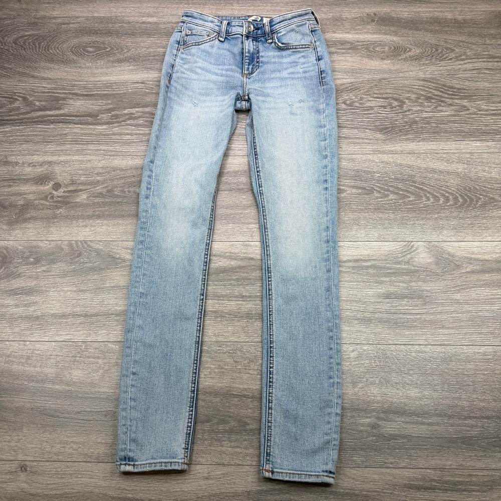 Rag & Bone Jeans Womens 24x29 Blue Cate Mid Rise Skinny Light Wash Distressed